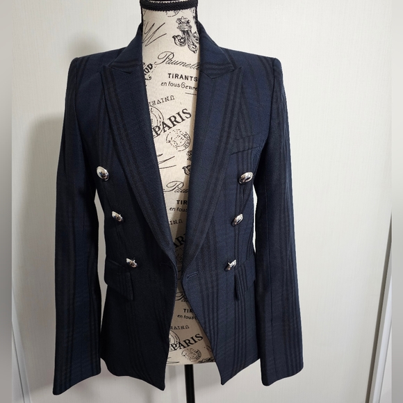 RARE! VERONICA BEARD Blue Black Plaid Cotton Blend Blazer Jacket Coat Si… - Picture 5 of 9